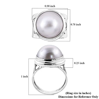 Bali Legacy White Mabe Pearl Ring in Sterling Silver (Size 10.0)