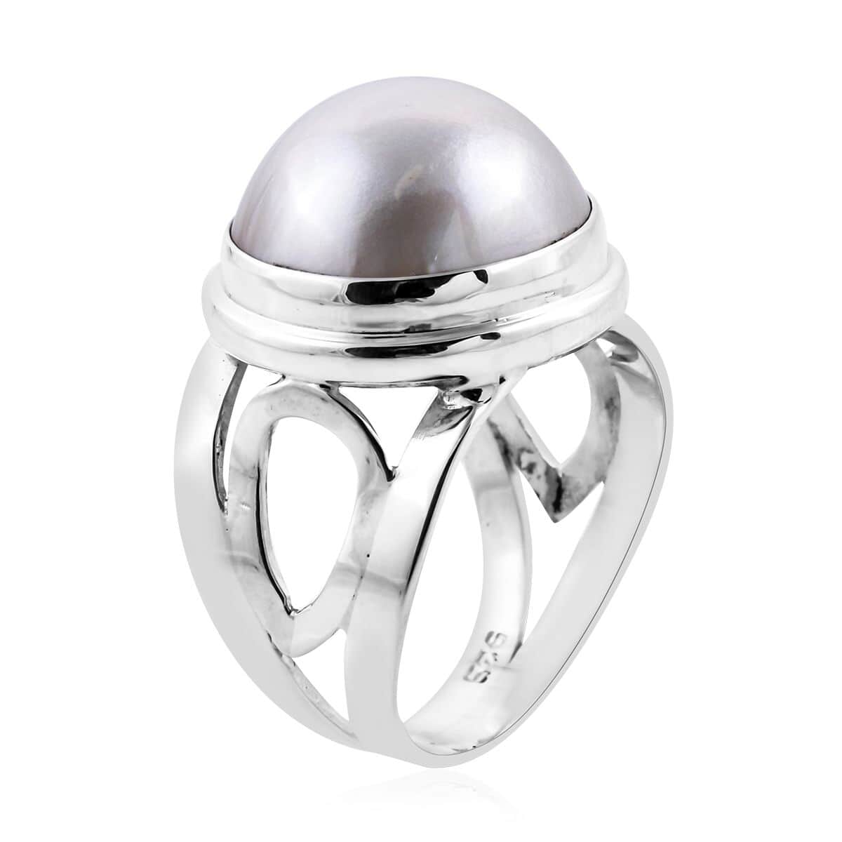 Bali Legacy White Mabe Pearl Ring in Sterling Silver (Size 6.0) image number 3