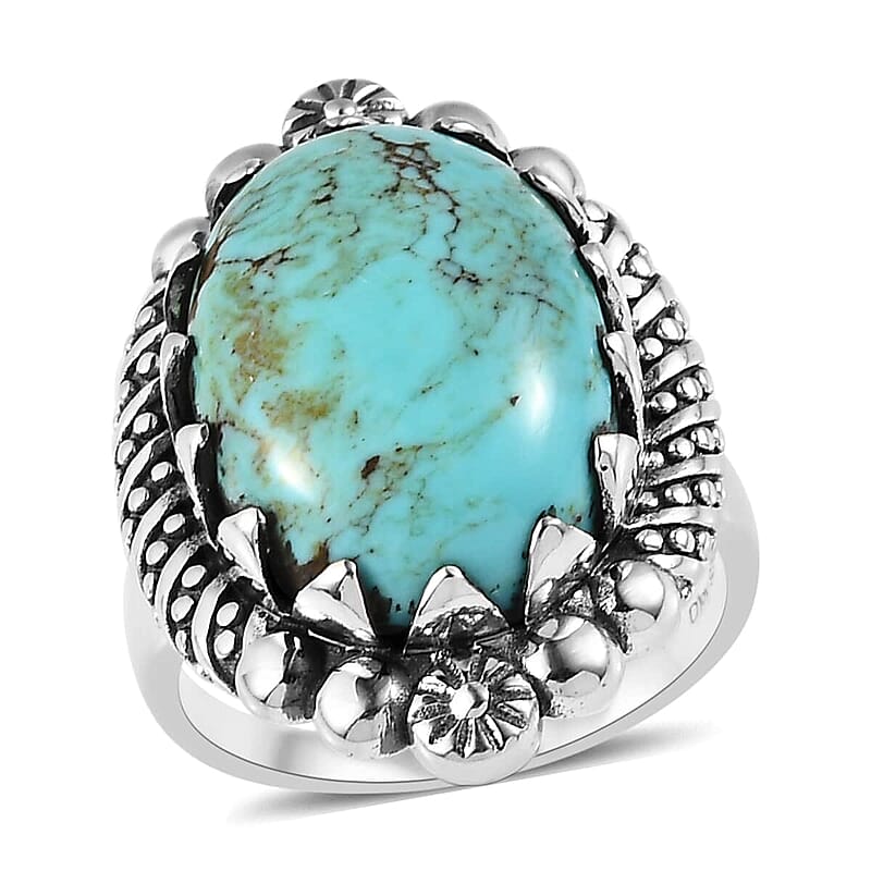 Artisan Crafted Blue Moon Turquoise Solitaire Ring in Sterling Silver (Size 10.0) 10.25 ctw