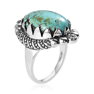 Artisan Crafted Blue Moon Turquoise Solitaire Ring in Sterling Silver (Size 10.0) 10.25 ctw