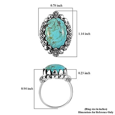 Artisan Crafted Blue Moon Turquoise Solitaire Ring in Sterling Silver (Size 10.0) 10.25 ctw