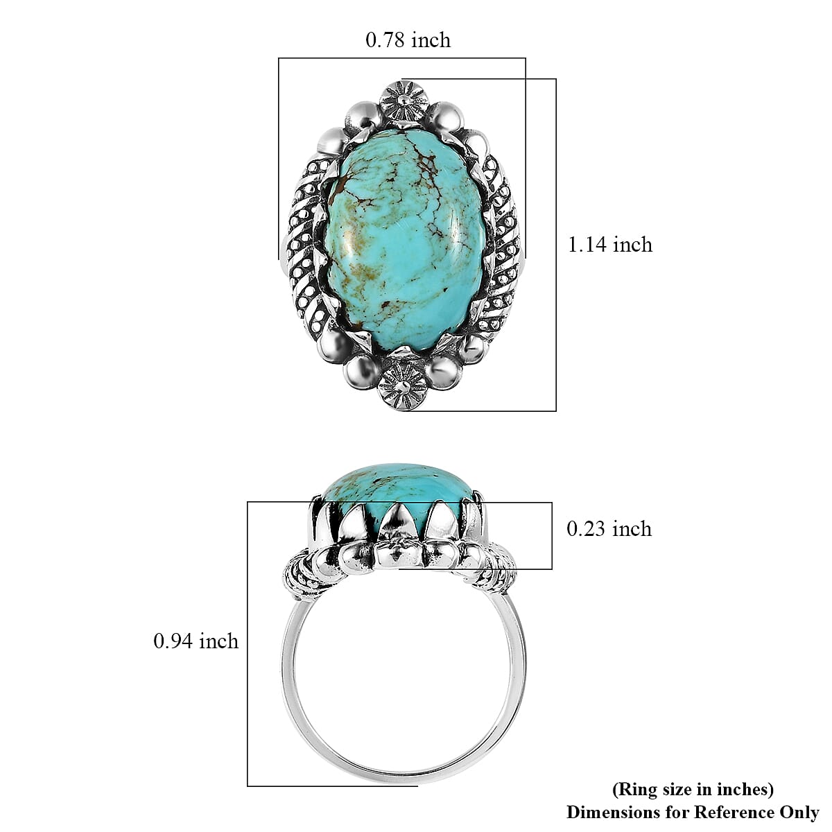 Artisan Crafted Blue Moon Turquoise Solitaire Ring in Sterling Silver (Size 8.0) 10.25 ctw image number 5