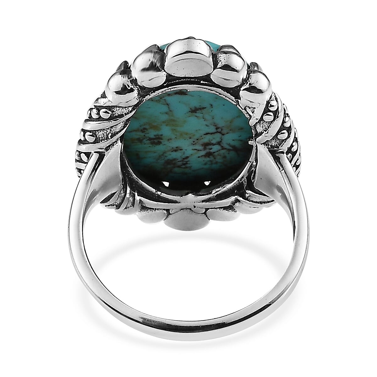 Artisan Crafted Blue Moon Turquoise Solitaire Ring in Sterling Silver (Size 9.0) 10.25 ctw image number 4