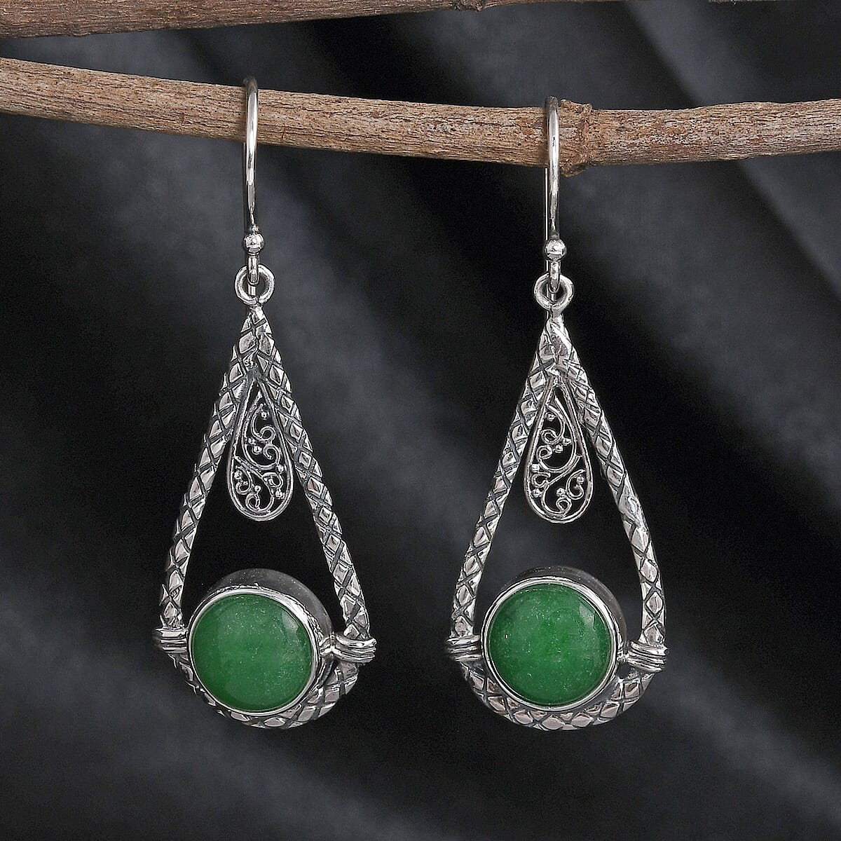 BALI LEGACY Green Jade Earrings in Sterling Silver 4.50 ctw image number 1