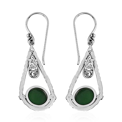 Bali Legacy Green Jade (D) Earrings in Sterling Silver 4.50 ctw