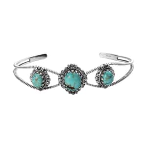 Artisan Crafted Blue Moon Turquoise Cuff Bracelet in Sterling Silver (7.25 In) 8.25 ctw