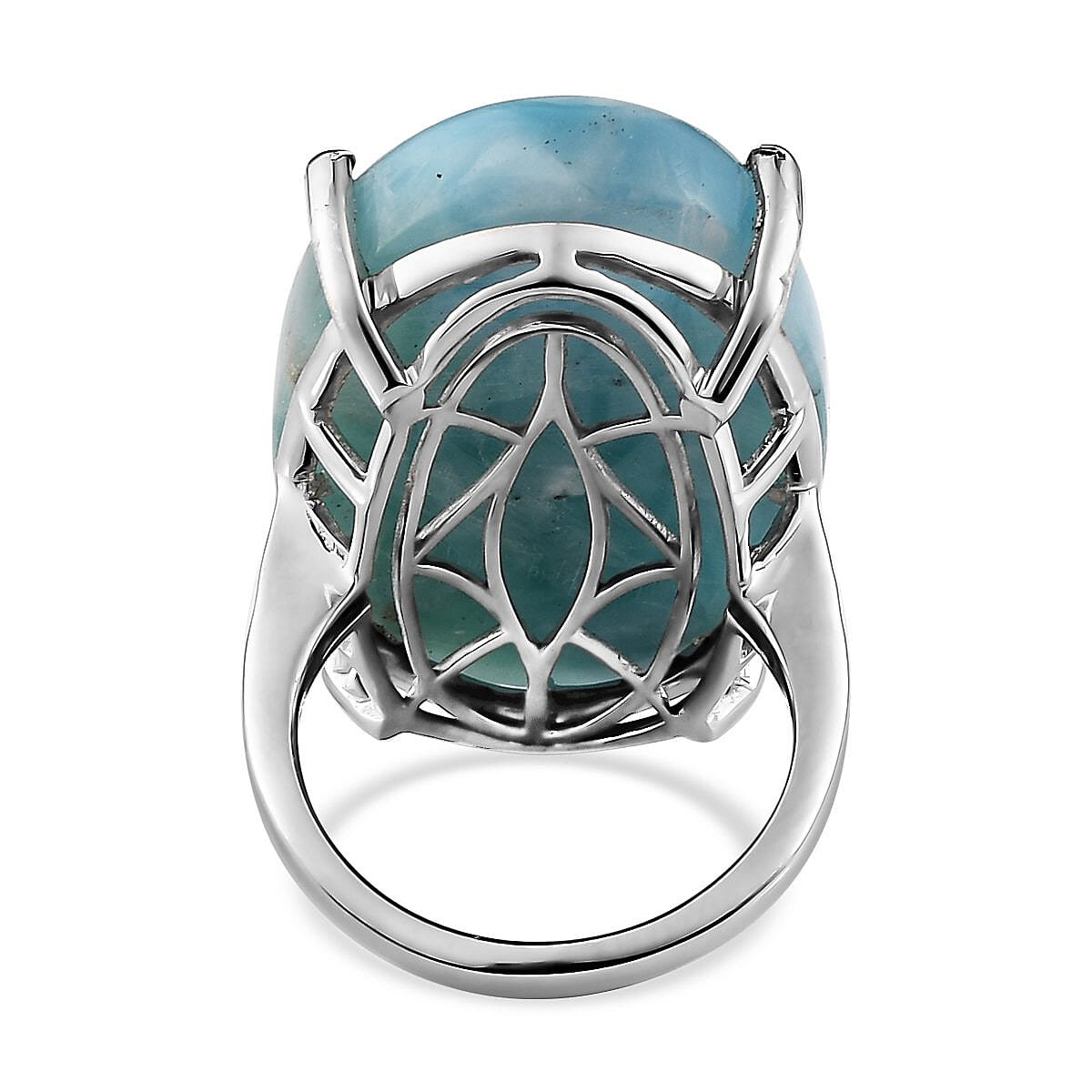 Premium Larimar and Diamond Ring in Platinum Over Sterling Silver (Size 10.0) 41.10 ctw