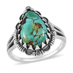 Artisan Crafted Blue Moon Turquoise Solitaire Ring in Sterling Silver (Size 10.0) 5.60 ctw