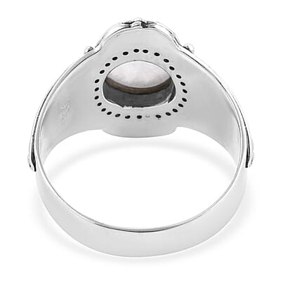 Bali Legacy Kuisa Rainbow Moonstone and Natural White Zircon Floral Ring in Sterling Silver (Size 7.0) 4.15 ctw