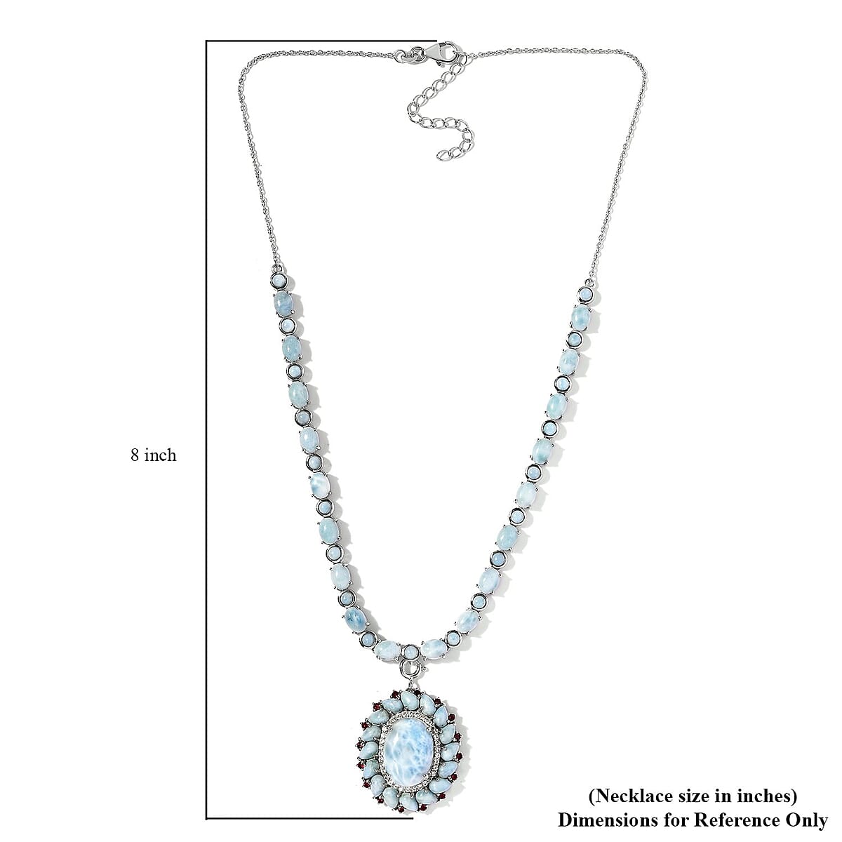 Larimar and Multi Gemstone Necklace 20 Inches in Platinum Over Sterling Silver 17 Grams 46.75 ctw image number 5