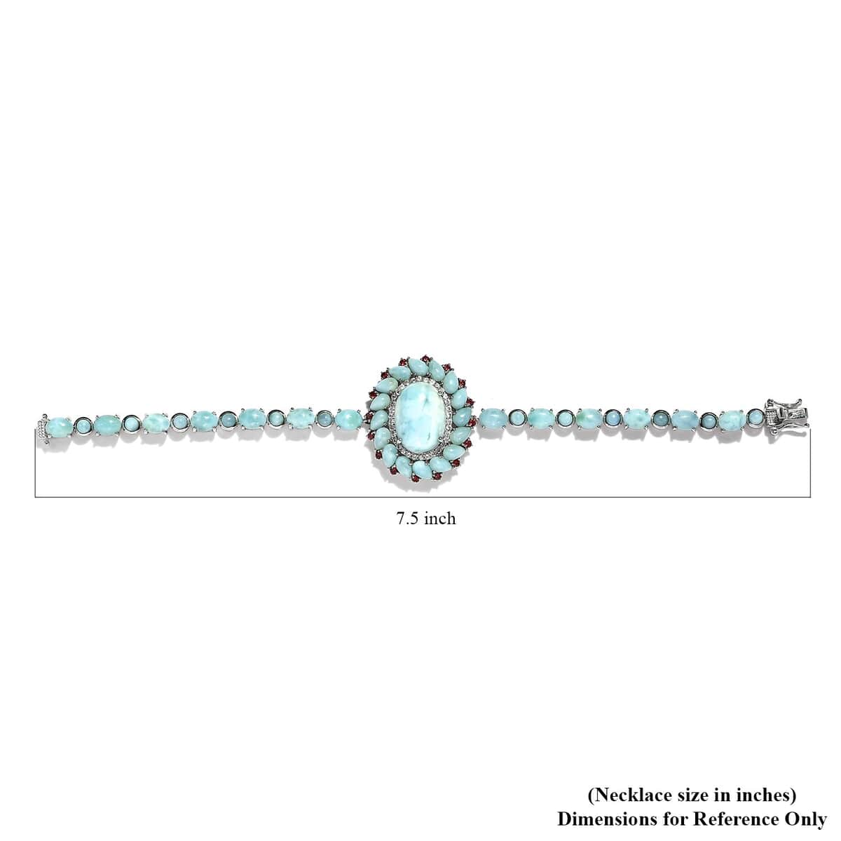 Larimar and Multi Gemstoen Floral Bracelet in Platinum Over Sterling Silver (7.25 In) 12.50 Grams 36.80 ctw image number 4