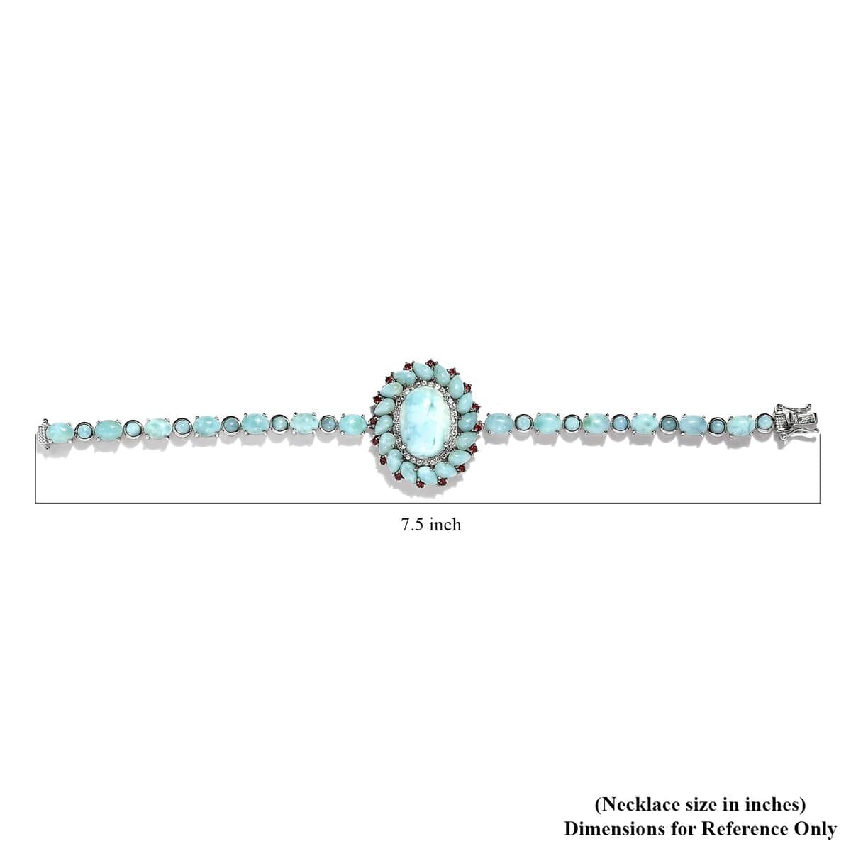 Larimar and Multi Gemstone Cocktail Bracelet in Platinum Over Sterling Silver (7.25 In) 34.00 ctw image number 4