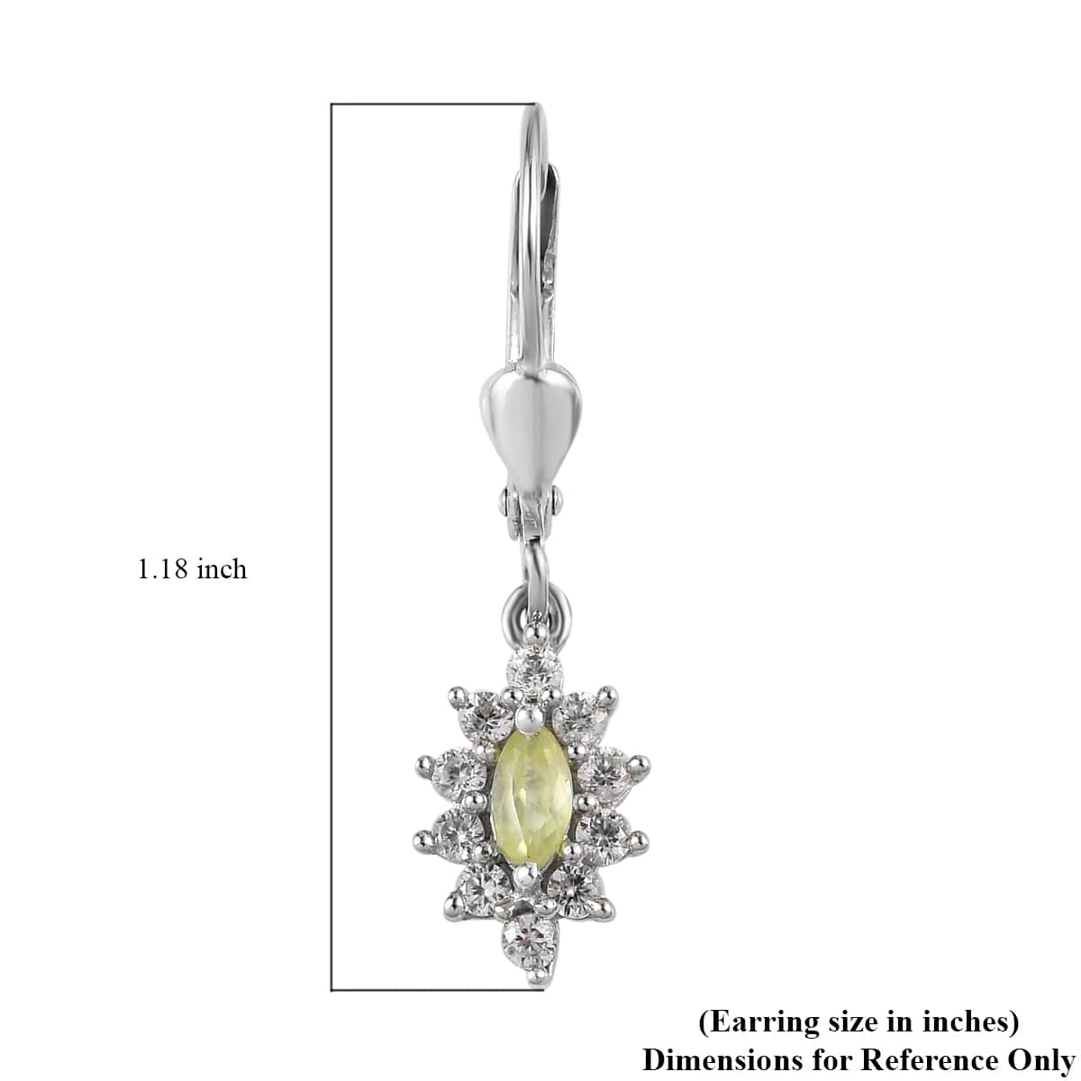 Premium Natural Chrysoberyl and White Zircon Lever Back Earrings in Platinum Over Sterling Silver 1.00 ctw image number 4