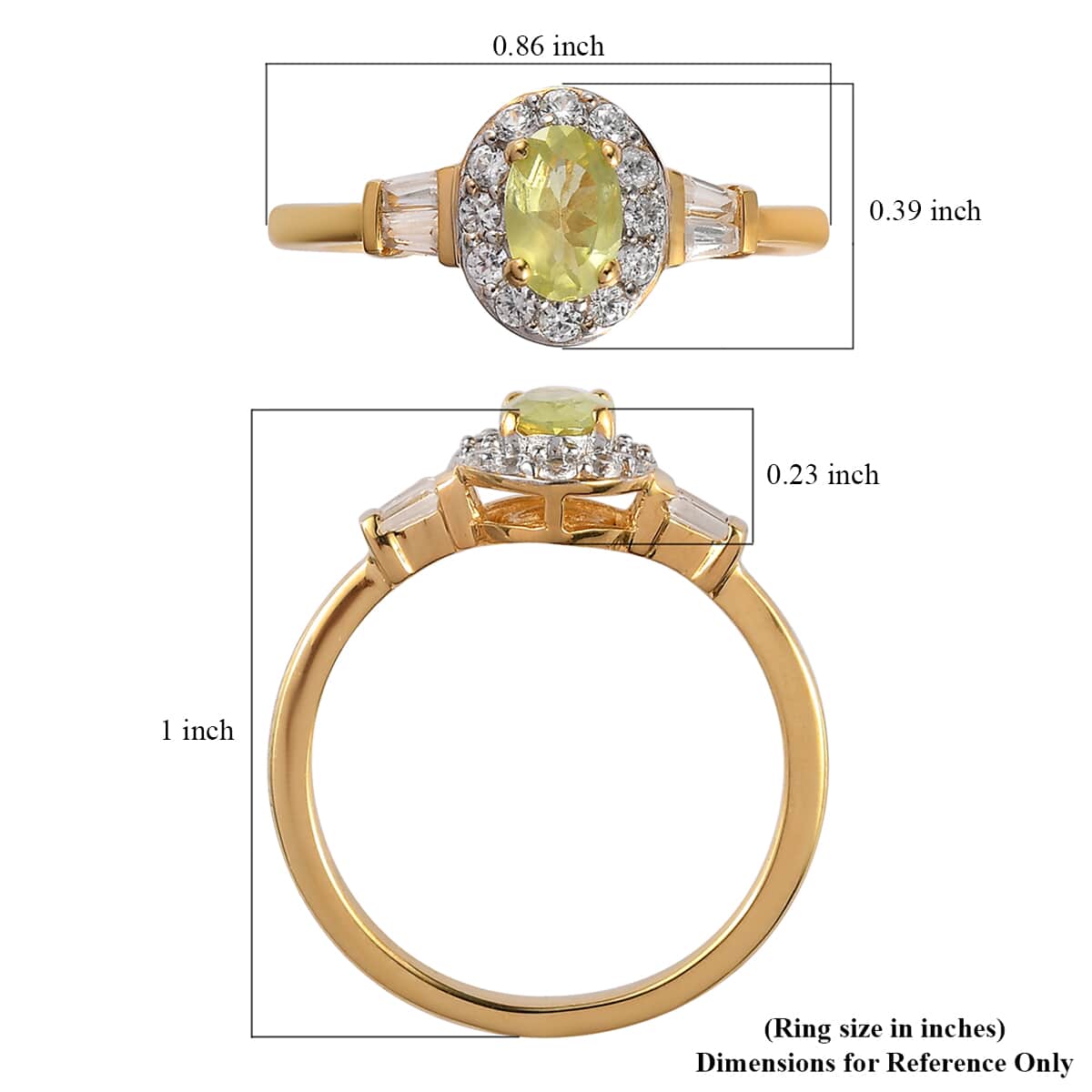 Natural Chrysoberyl and Natural White Zircon Halo Ring in Vermeil Yellow Gold Over Sterling Silver 1.10 ctw image number 5