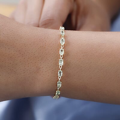 Luxoro 10K Yellow Gold Premium Natural Chrysoberyl Tennis Bracelet (7.25 In) 5.90 ctw