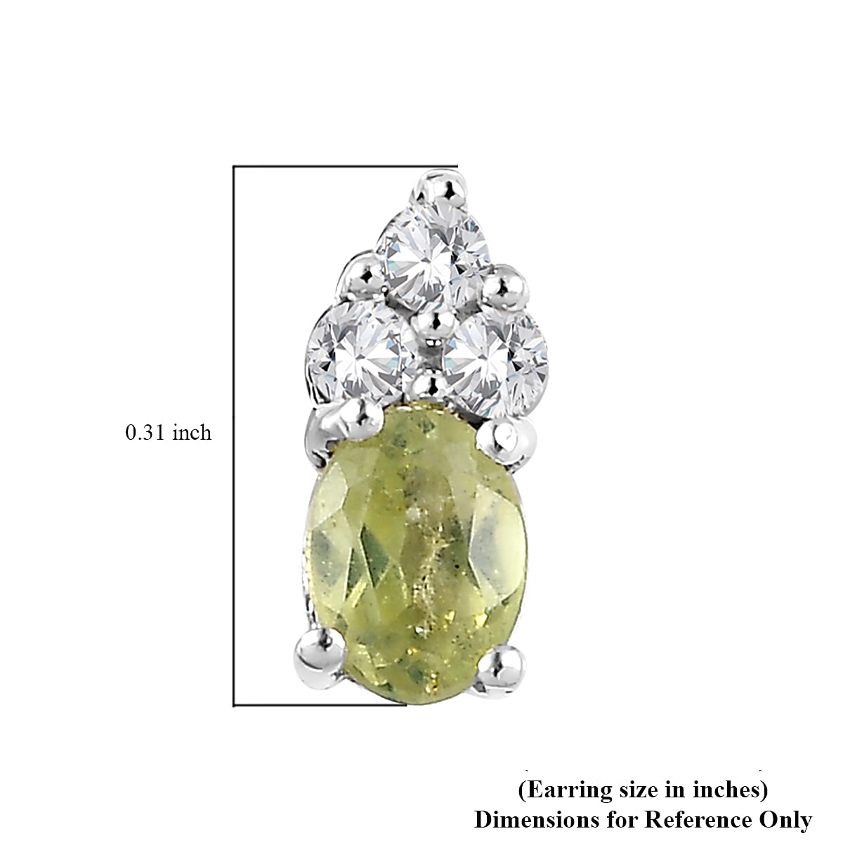 Premium Chrysoberyl and White Zircon Earrings in Platinum Over Sterling Silver 0.50 ctw image number 4
