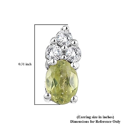 Premium Chrysoberyl and White Zircon Earrings in Platinum Over Sterling Silver 0.50 ctw