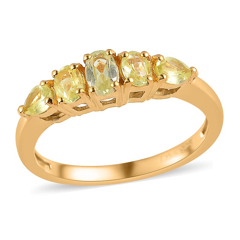 Premium Natural Chrysoberyl 5 Stone Ring in Vermeil Yellow Gold Over Sterling Silver (Size 10.0) 1.00 ctw