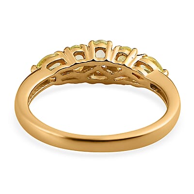 Premium Natural Chrysoberyl 5 Stone Ring in Vermeil Yellow Gold Over Sterling Silver (Size 10.0) 1.00 ctw