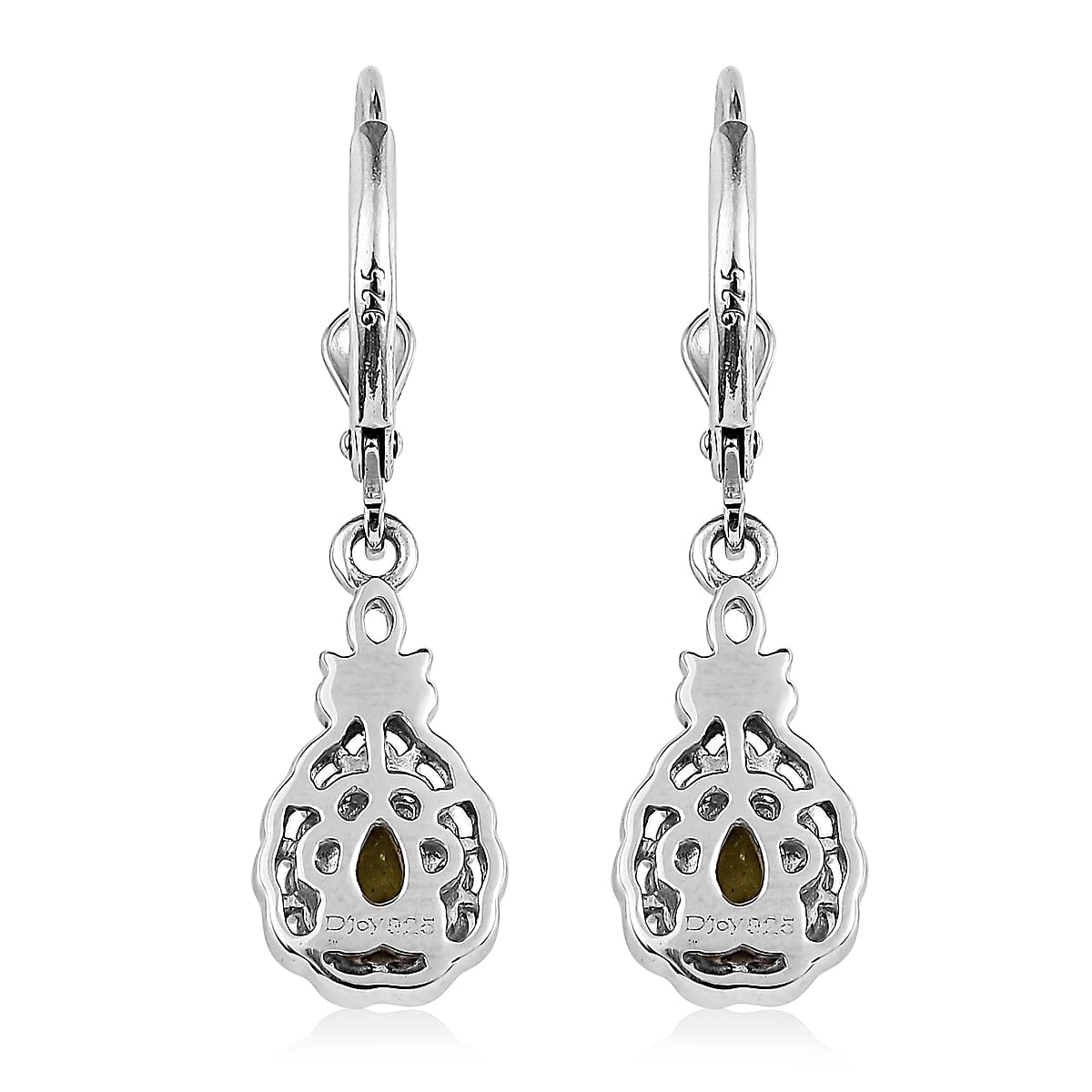 Premium Natural Chrysoberyl and White Zircon Dangling Earrings in Platinum Over Sterling Silver 0.85 ctw