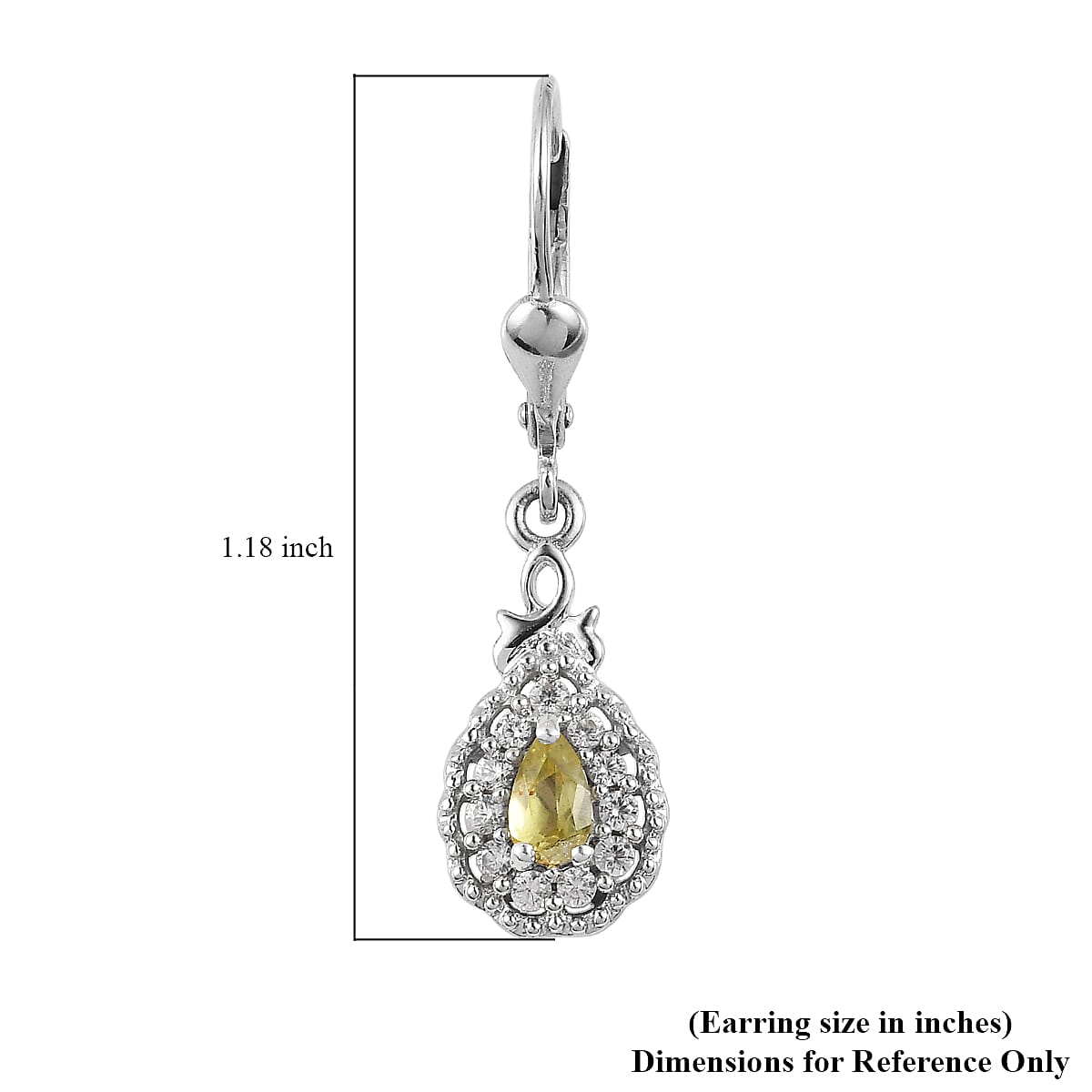 Premium Natural Chrysoberyl and White Zircon Dangling Earrings in Platinum Over Sterling Silver 0.85 ctw