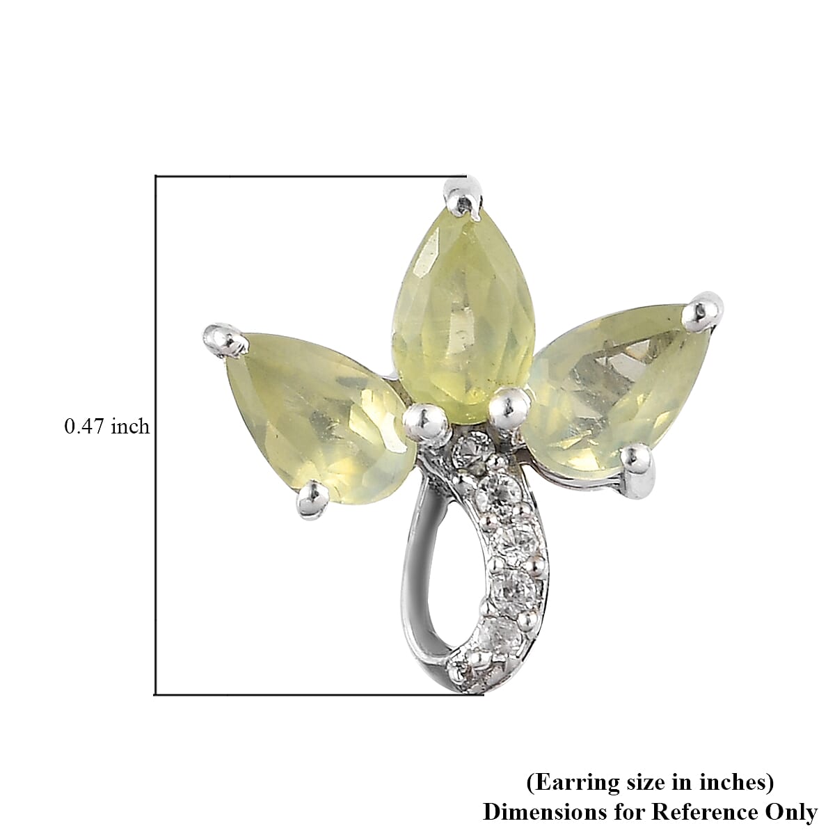 Premium Natural Chrysoberyl and White Zircon Stud Earrings in Platinum Over Sterling Silver 1.90 ctw image number 4