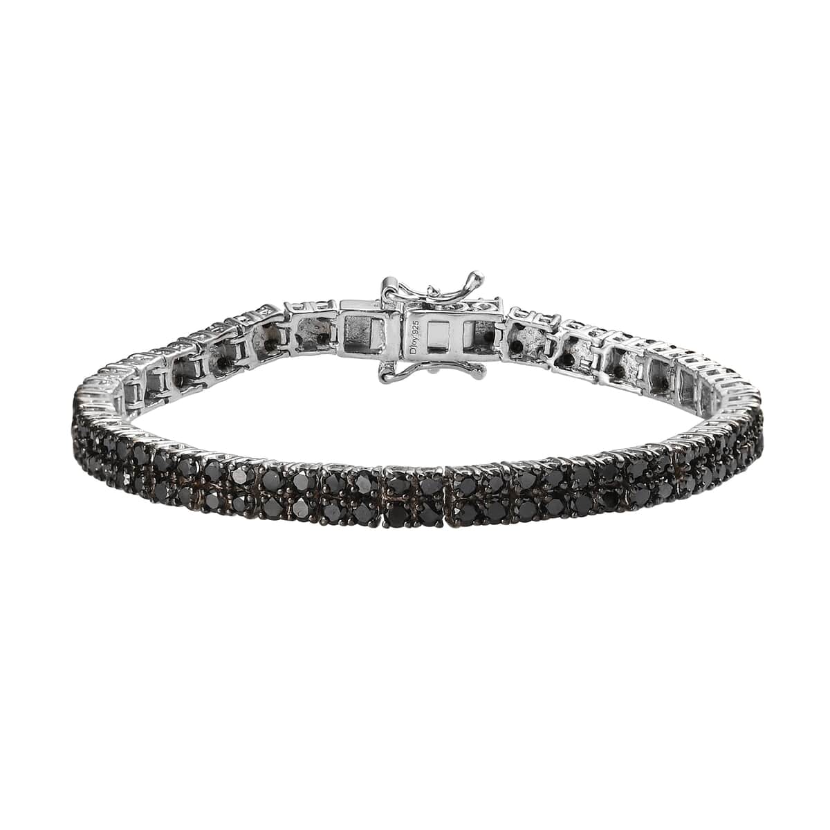 Black Diamond Double Row Tennis Bracelet in Platinum Over Sterling Silver (6.50 In) 10.70 Grams 6.00 ctw image number 0