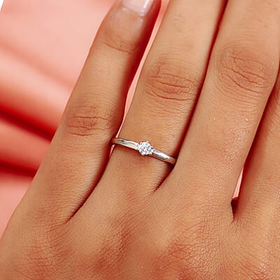 Lustro Stella Made with Finest CZ Solitaire Ring in Platinum Over Sterling Silver (Size 10.0) 0.25 ctw