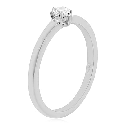 Lustro Stella Made with Finest CZ Solitaire Ring in Platinum Over Sterling Silver (Size 10.0) 0.25 ctw