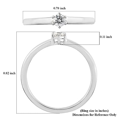 Lustro Stella Made with Finest CZ Solitaire Ring in Platinum Over Sterling Silver (Size 10.0) 0.25 ctw
