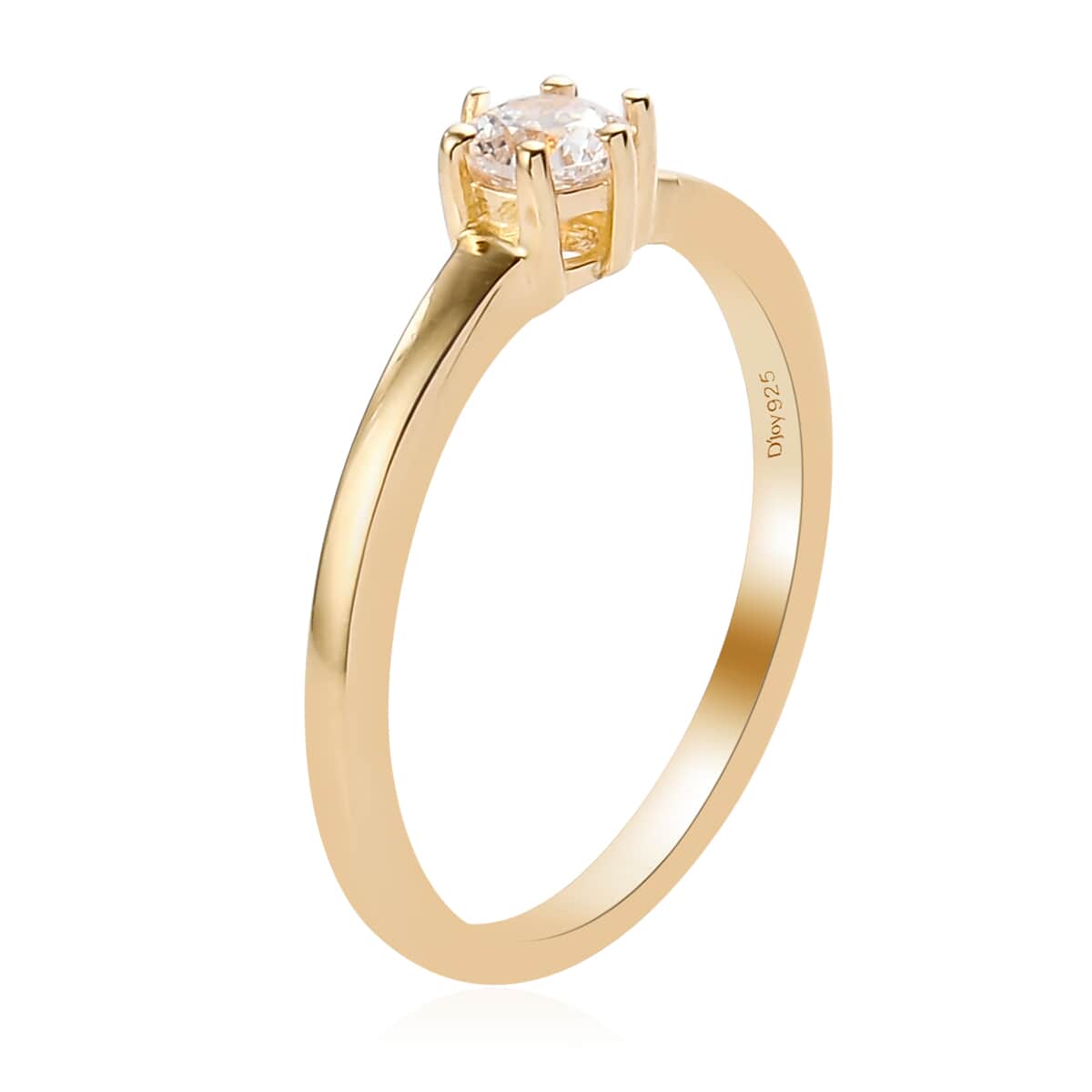 LUSTRO STELLA Made with Finest CZ Solitaire Ring in Vermeil Yellow Gold Over Sterling Silver (Size 6.0) 0.50 ctw image number 3
