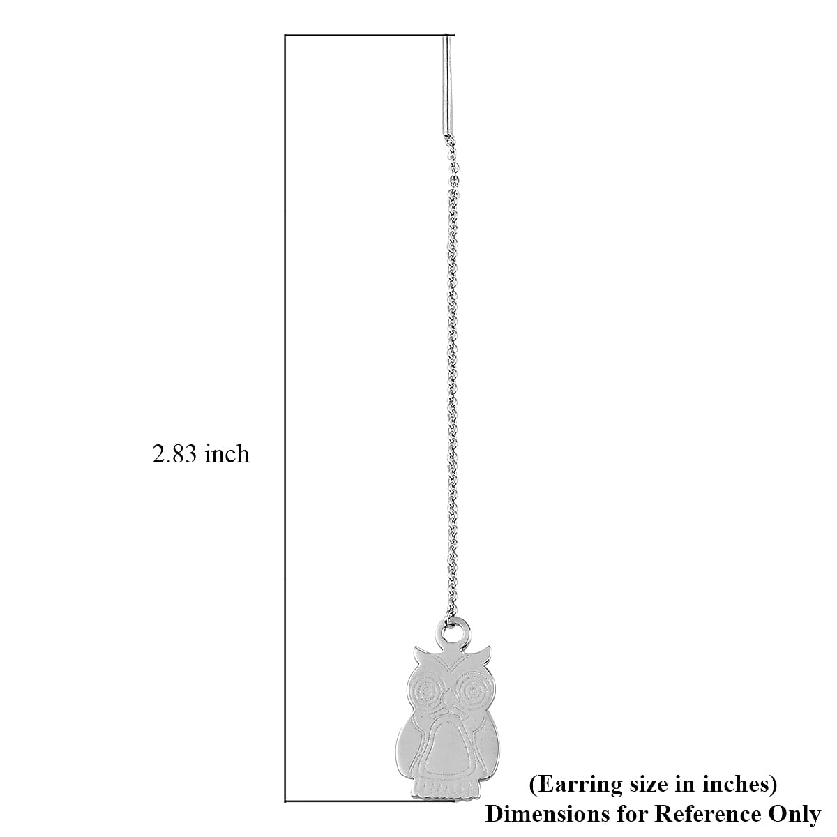 Platinum Over Sterling Silver Owl Dangle Earrings 2.40 Grams image number 3