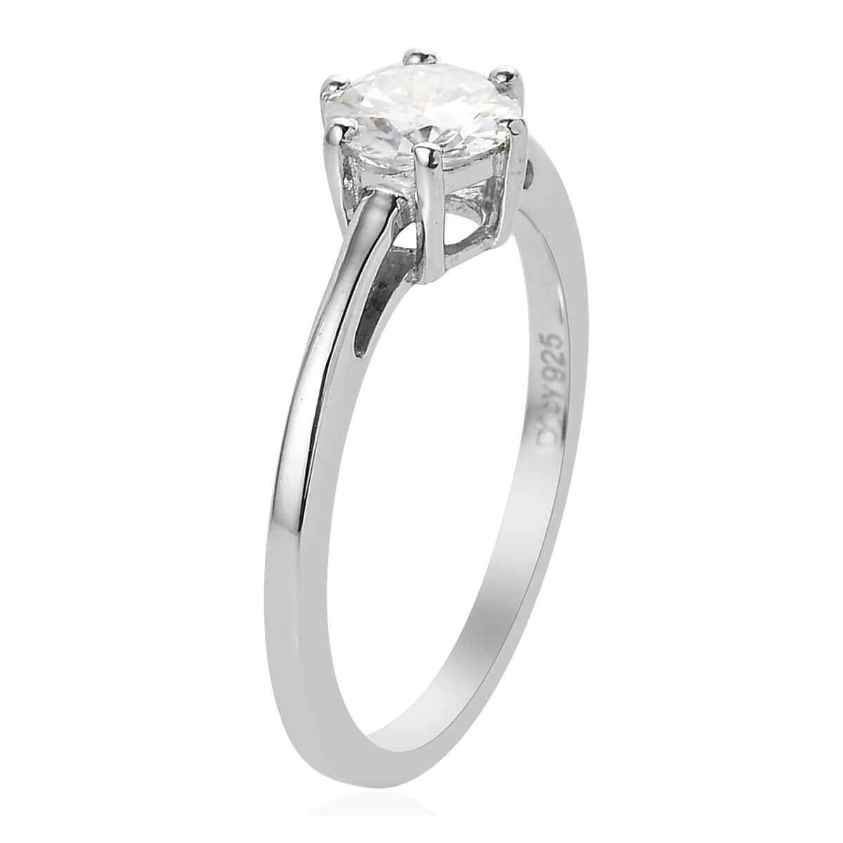 Moissanite VS EF Solitaire Ring in Platinum Over Sterling Silver (Size 8.0) 0.50 ctw image number 3