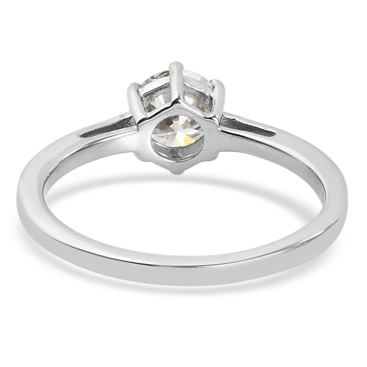 Moissanite VS EF Solitaire Ring in Platinum Over Sterling Silver (Size 8.0) 0.50 ctw image number 4