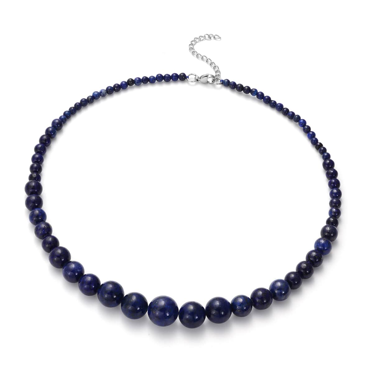 Lapis Lazuli 3-15mm Beaded Graduated Necklace 18 Inches in Stainless Steel 210.00 ctw image number 0