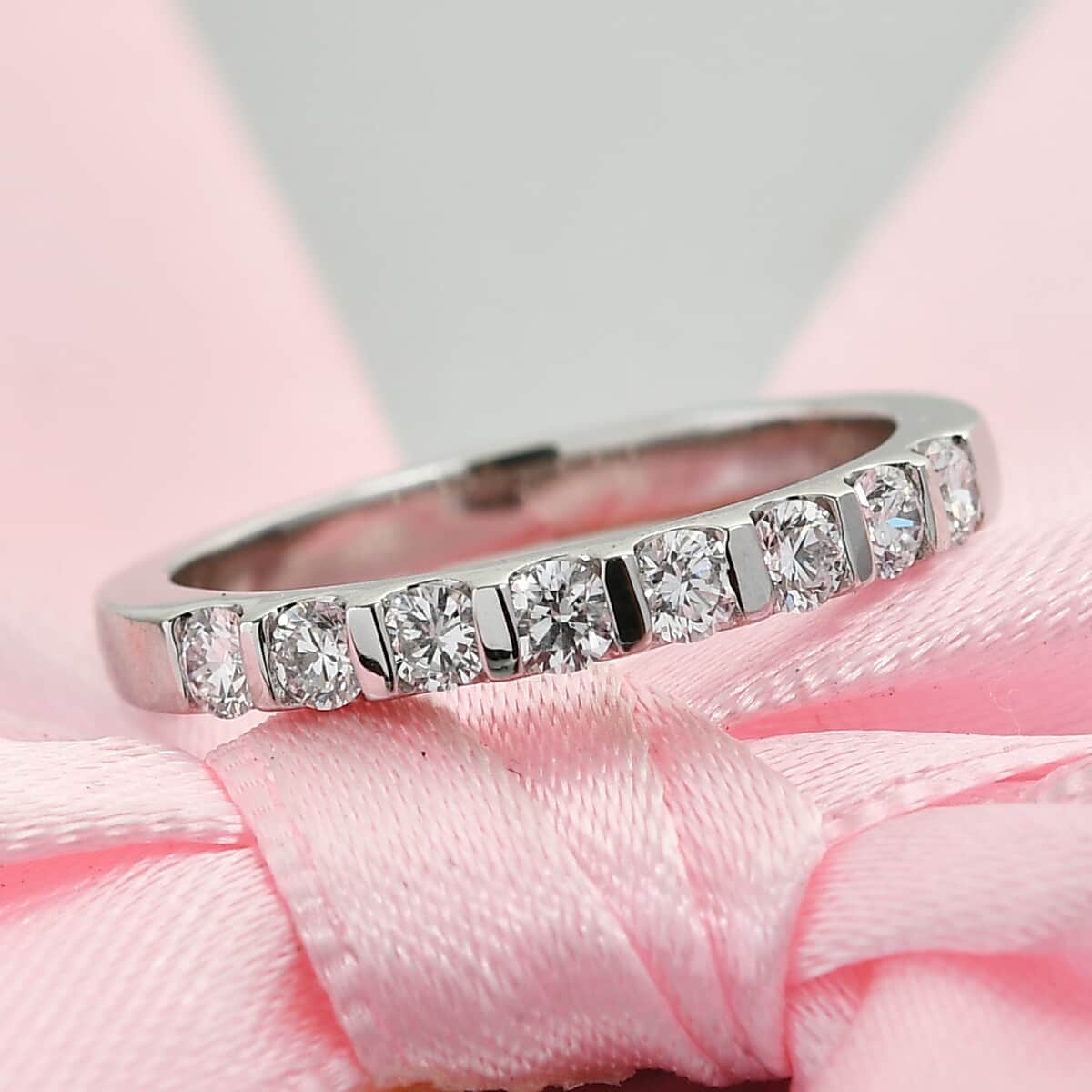 Jessica Exclusive Pick RHAPSODY 950 Platinum Diamond Band Ring (Size 8.0) 5.40 Grams 0.50 ctw image number 1