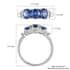 Premium Ceylon Blue Sapphire and Diamond 3 Stone Ring in Platinum Over Sterling Silver (Size 6.0) 1.40 ctw image number 5