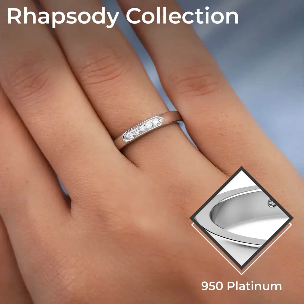 IGI Certified Rhapsody 950 Platinum E-F VS Diamond Band Ring, Promise Rings (Size 10.0) 6 Grams 0.10 ctw image number 2