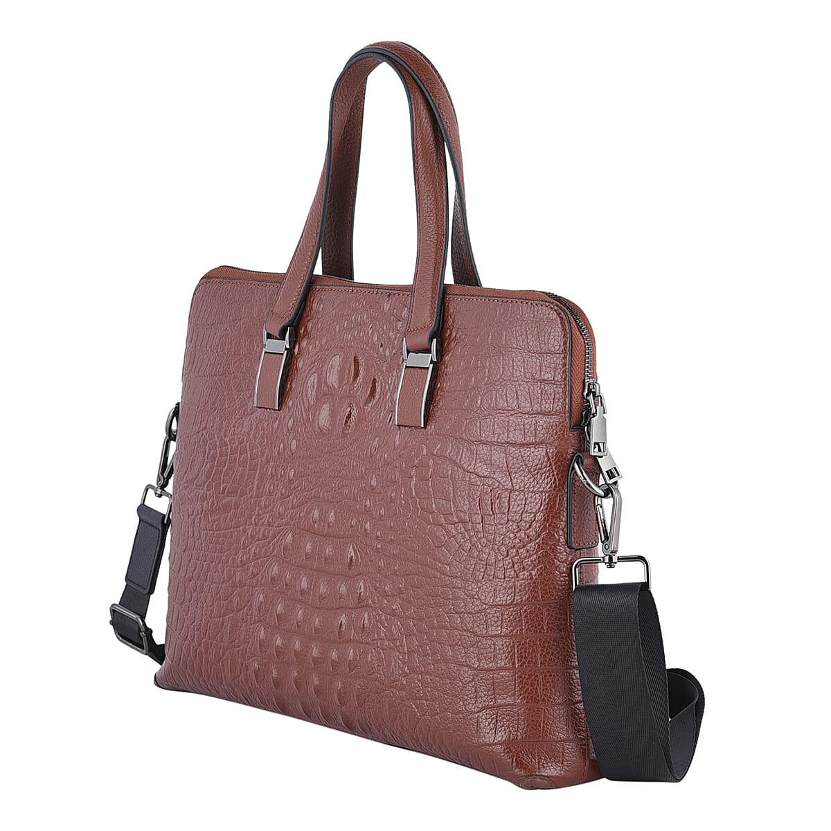Exotic Croco Leather Laptop Bag - Luxury Genuine Cowhide for Stylish Women