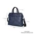 Navy Crocodile Embossed Pattern Genuine Leather Men's Laptop Bag with 45 Inches Shoulder Strap image number 5