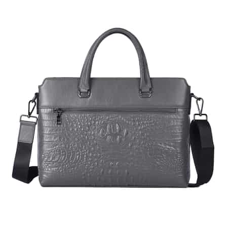 Men's Crocodile Embossed Genuine Leather Small Messenger Bag
