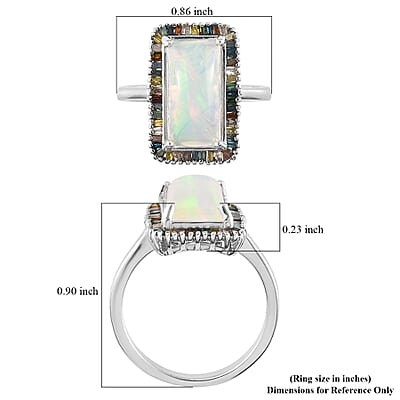 Premium Wegal Tena Opal and Multi Diamond Halo Ring in Platinum Over Sterling Silver (Size 10.0) 3.35 ctw