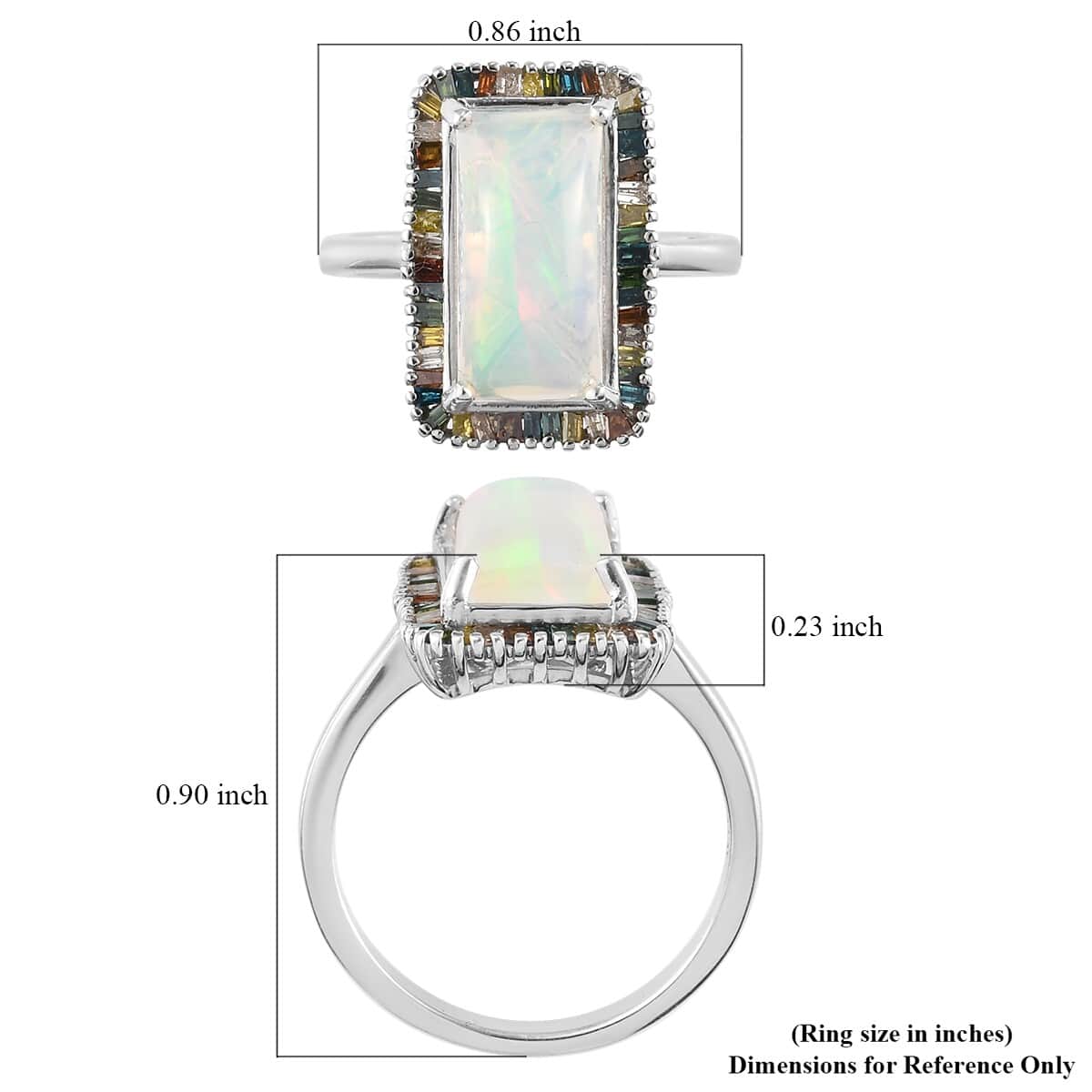 Premium Wegal Tena Opal and Multi Diamond Halo Ring in Platinum Over Sterling Silver (Size 7.0) 3.35 ctw image number 5