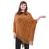Brown Diamond-Shaped Knitted Poncho with Beads (One Size Fits Most) image number 0