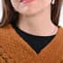 Brown Diamond-Shaped Knitted Poncho with Beads (One Size Fits Most) image number 1