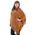 Brown Diamond-Shaped Knitted Poncho with Beads (One Size Fits Most) image number 3