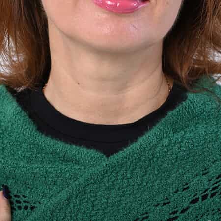 Green Diamond-Shaped Knitted Poncho with Beads (One Size Fits Most) image number 1