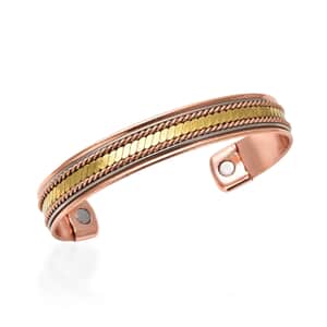 Magnetic By Design 3d Chain Pattern Cuff Bracelet | Durable Cuff Bracelet |Tricolor Cuff Bracelet | Cuff Bracelet in Silvertone, Rosetone And Goldtone (7.50 In)