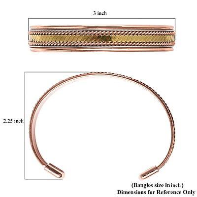 Magnetic By Design 3d Chain Pattern Cuff Bracelet | Durable Cuff Bracelet |Tricolor Cuff Bracelet | Cuff Bracelet in Silvertone, Rosetone And Goldtone (7.50 In)