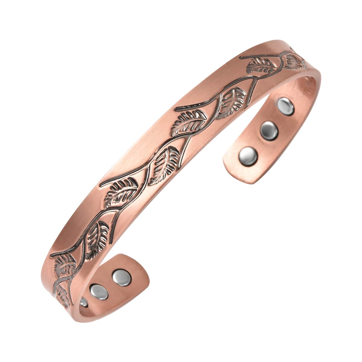 Magnetic By Design Vine Pattern Cuff Bracelet | Durable Cuff Bracelet | Black Oxidized Cuff Bracelet |Cuff Bracelet in Rosetone (7.50 In) image number 0